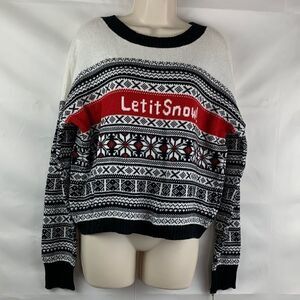 Yes Lola Black white and red Let it snow patterned winter crew neck sweater